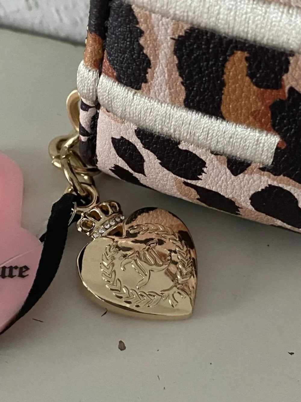 Juicy Couture Leopard Print Buff Beige Juicy Prep School Mini Compact Wallet NEW